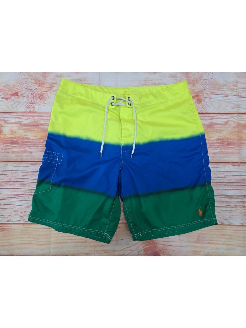 Polo Ralph Lauren Mens Ombre Swim Trunks 36 Green Blue Yellow